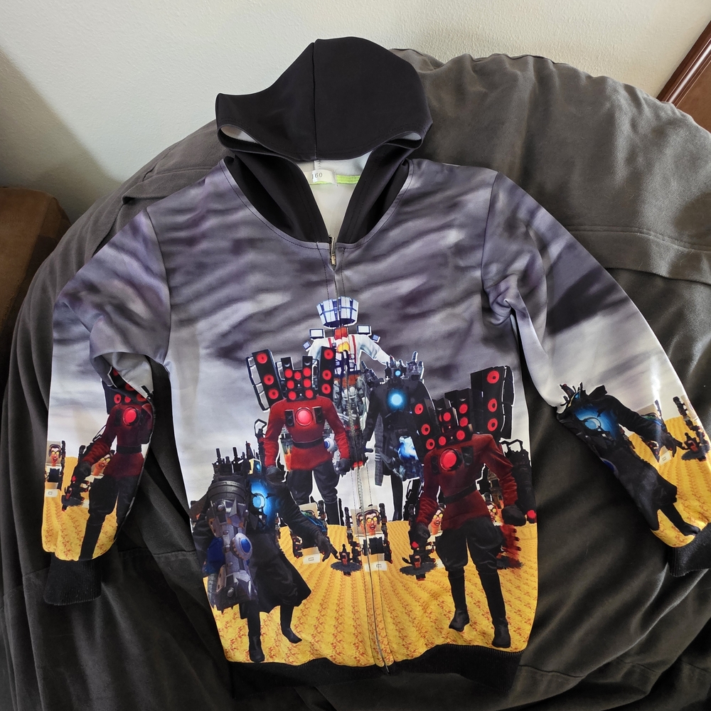 skibidi toilet Series Boy Hooded Light Weight Zip Up Sweater.